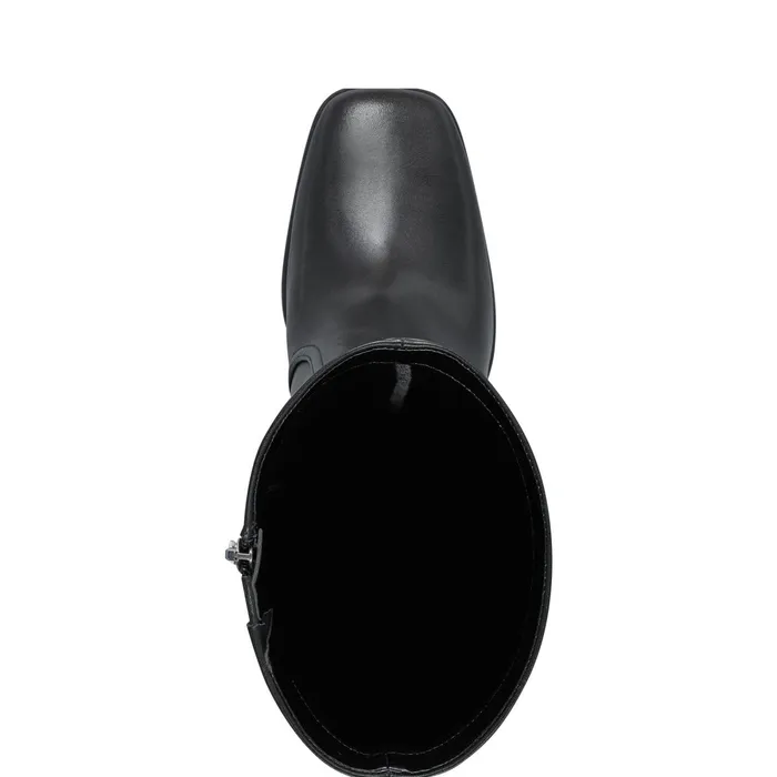 Women Dreeam Block Heeled Boot Black Leather Marc Fisher Boots and Booties