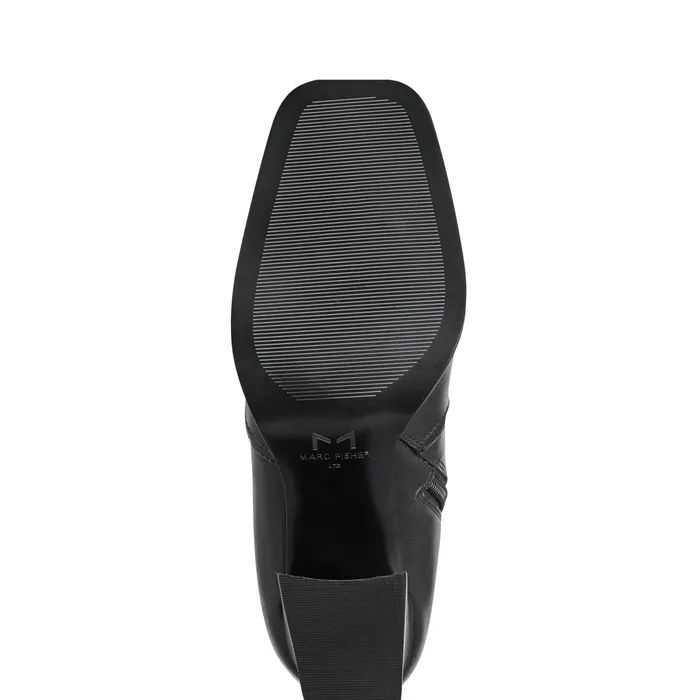 Women Dreeam Block Heeled Boot Black Leather Marc Fisher Boots and Booties