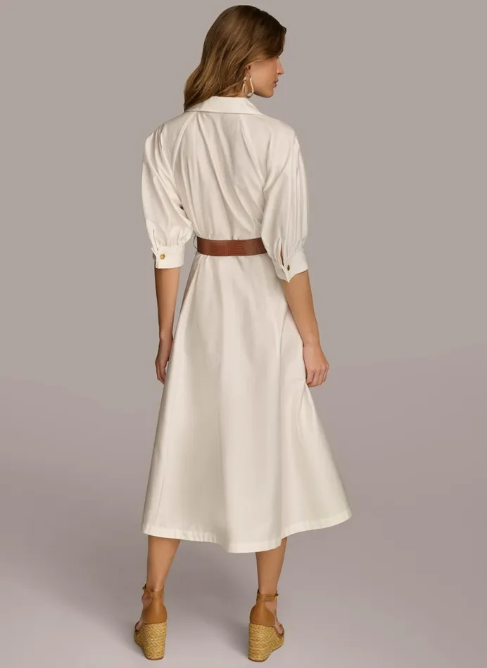 Women Dresses And Jumpsuits Donna Karan COTTON SHIRT DRESS Cream