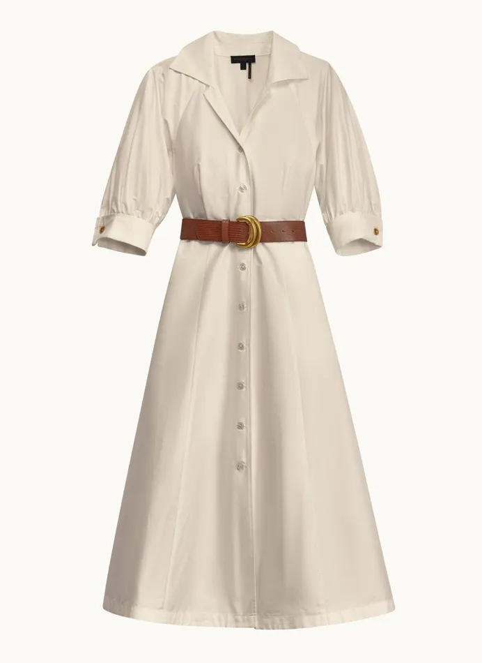 Women Dresses And Jumpsuits Donna Karan COTTON SHIRT DRESS Cream