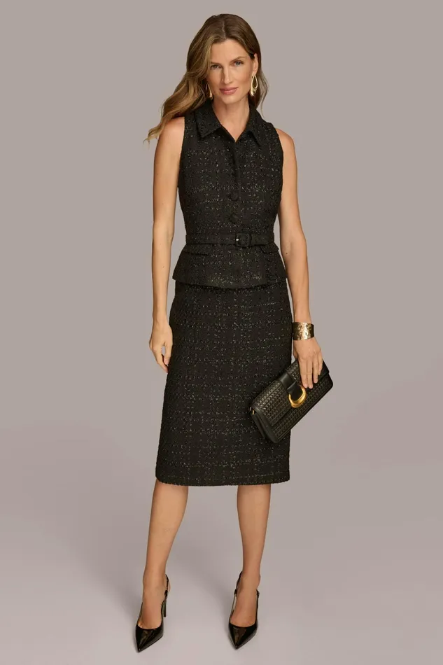 Women Dresses And Jumpsuits Donna Karan TWEED JACKET DRESS Black