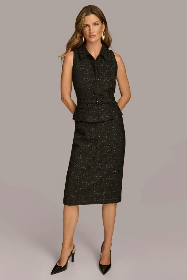 Women Dresses And Jumpsuits Donna Karan TWEED JACKET DRESS Black