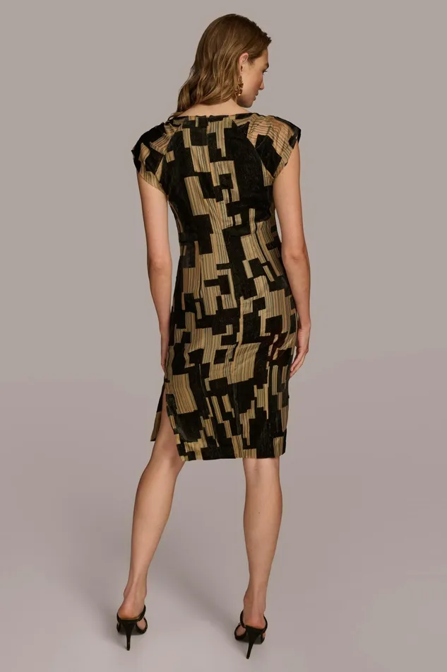 Women Dresses And Jumpsuits Donna Karan VELVET BURNOUT SHEATH DRESS Black
