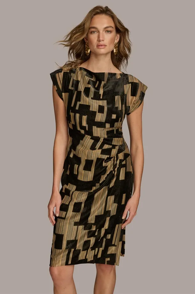 Women Dresses And Jumpsuits Donna Karan VELVET BURNOUT SHEATH DRESS Black