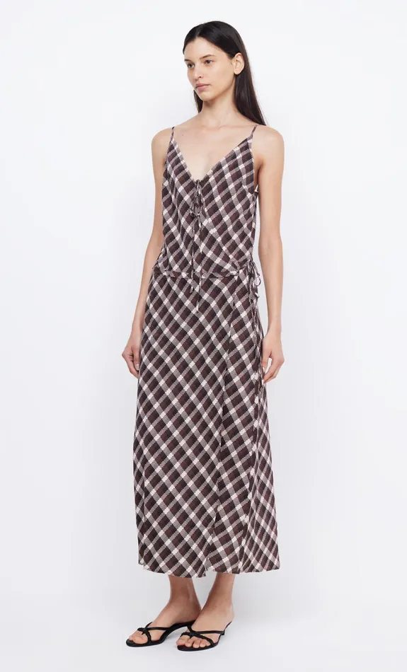 Women Dresses Bec Bridge CHIARA WRAP MAXI DRESS Basket Weave Check