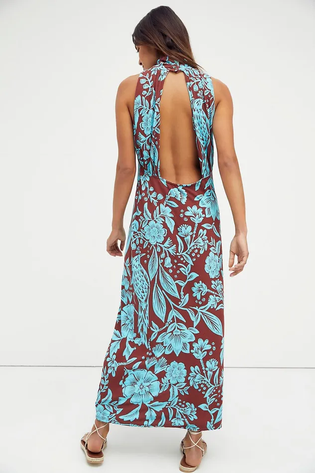 Women Dresses Free People Time To Shine Printed Maxi Rum Raisin