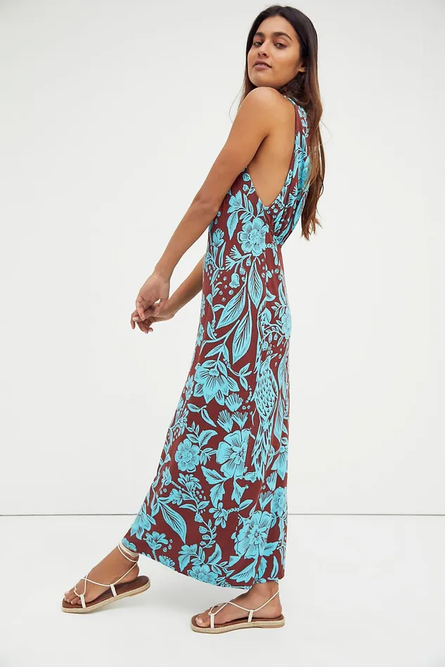 Women Dresses Free People Time To Shine Printed Maxi Rum Raisin