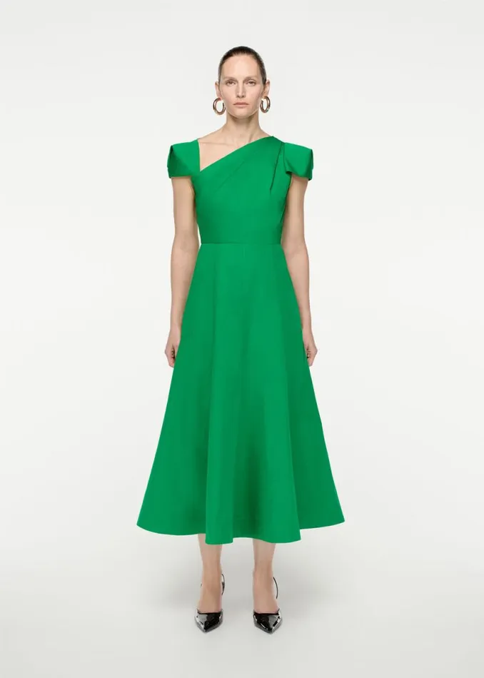 Women Dresses Roland Mouret Cap Sleeve Cotton Poplin Midi Dress