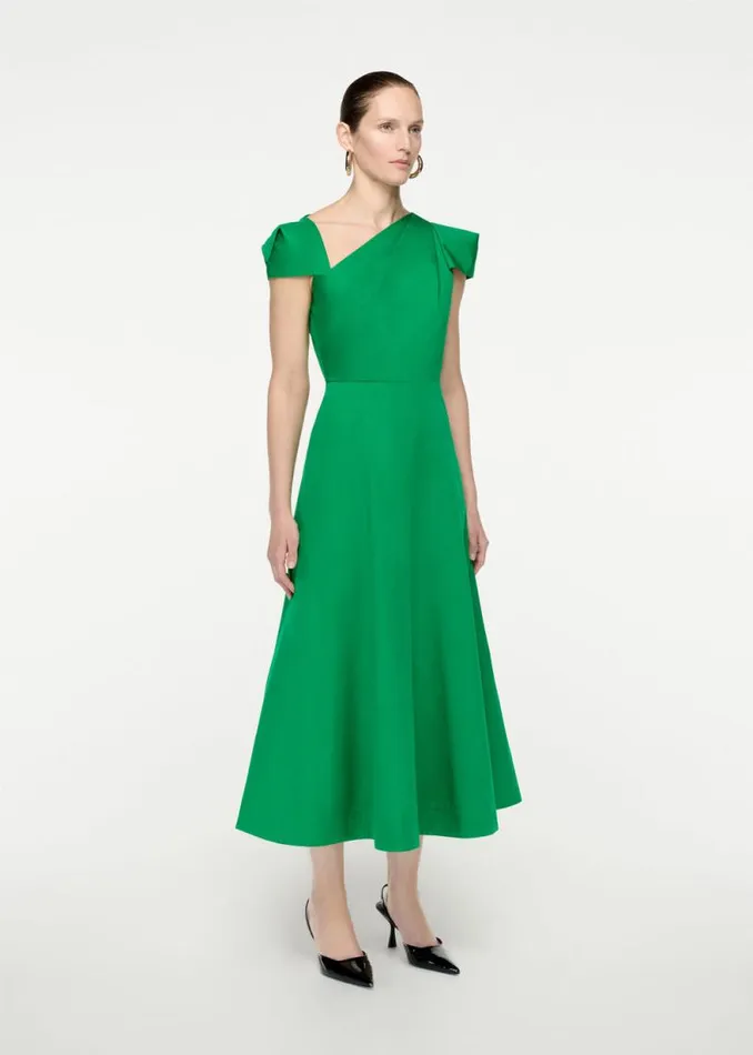 Women Dresses Roland Mouret Cap Sleeve Cotton Poplin Midi Dress