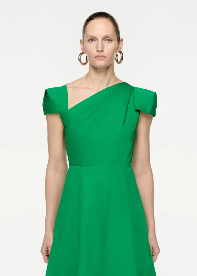 Women Dresses Roland Mouret Cap Sleeve Cotton Poplin Midi Dress