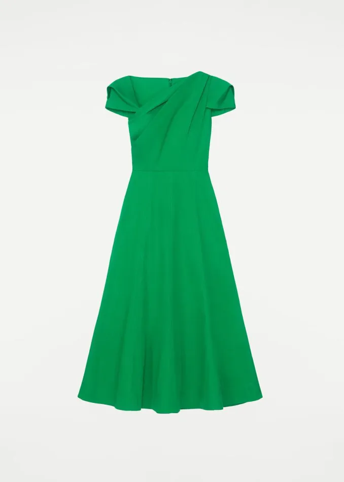 Women Dresses Roland Mouret Cap Sleeve Cotton Poplin Midi Dress
