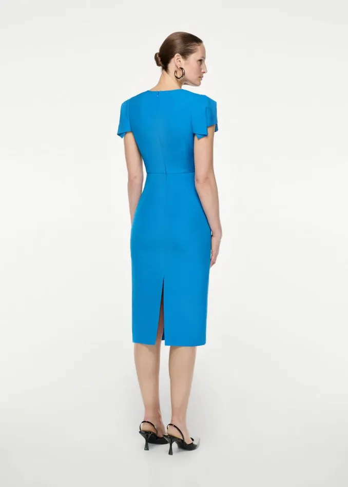 Women Dresses Roland Mouret Cap Sleeve Silk Wool Midi Dress