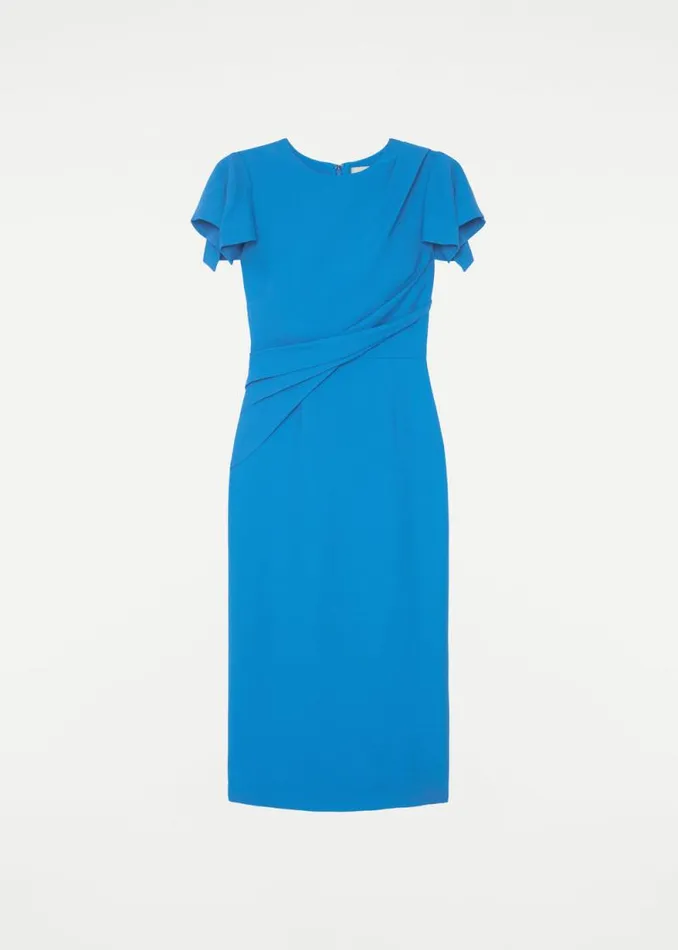 Women Dresses Roland Mouret Cap Sleeve Silk Wool Midi Dress