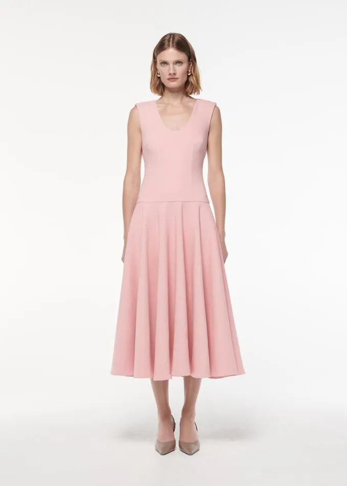 Women Dresses Roland Mouret Drop Waist Detail Crepe Midi Dress