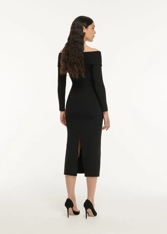 Women Dresses Roland Mouret Long Sleeve Flat Knit Midi Dress