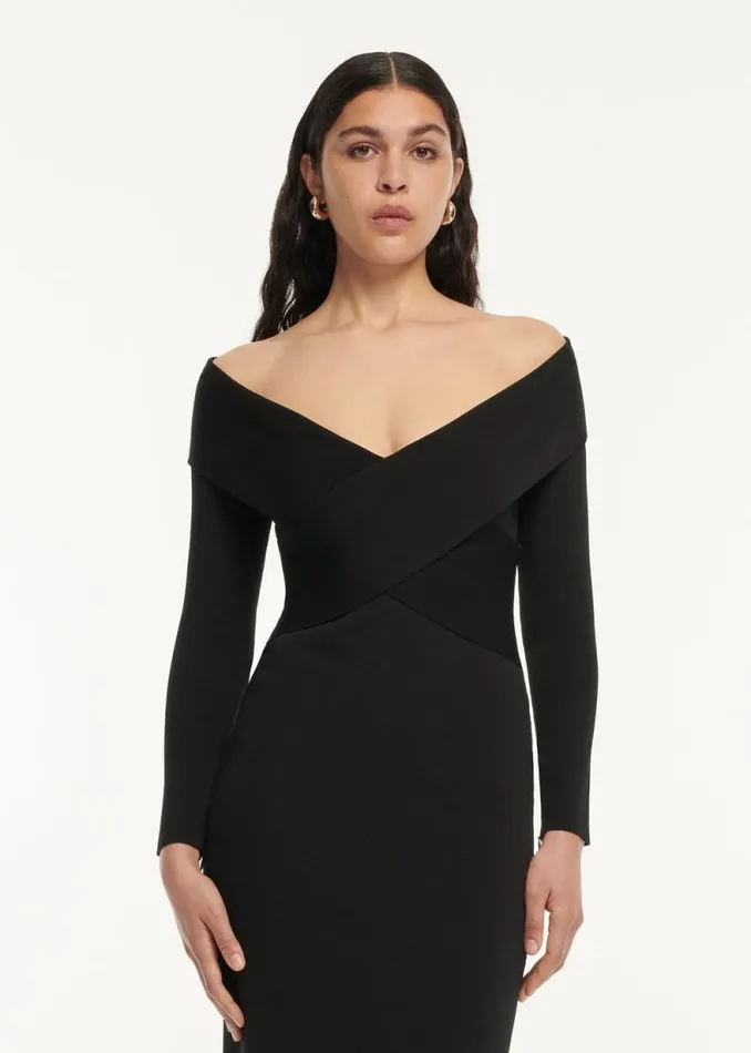 Women Dresses Roland Mouret Long Sleeve Flat Knit Midi Dress