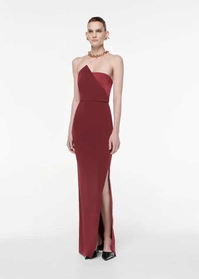 Women Dresses Roland Mouret Strapless Satin Crepe Gown