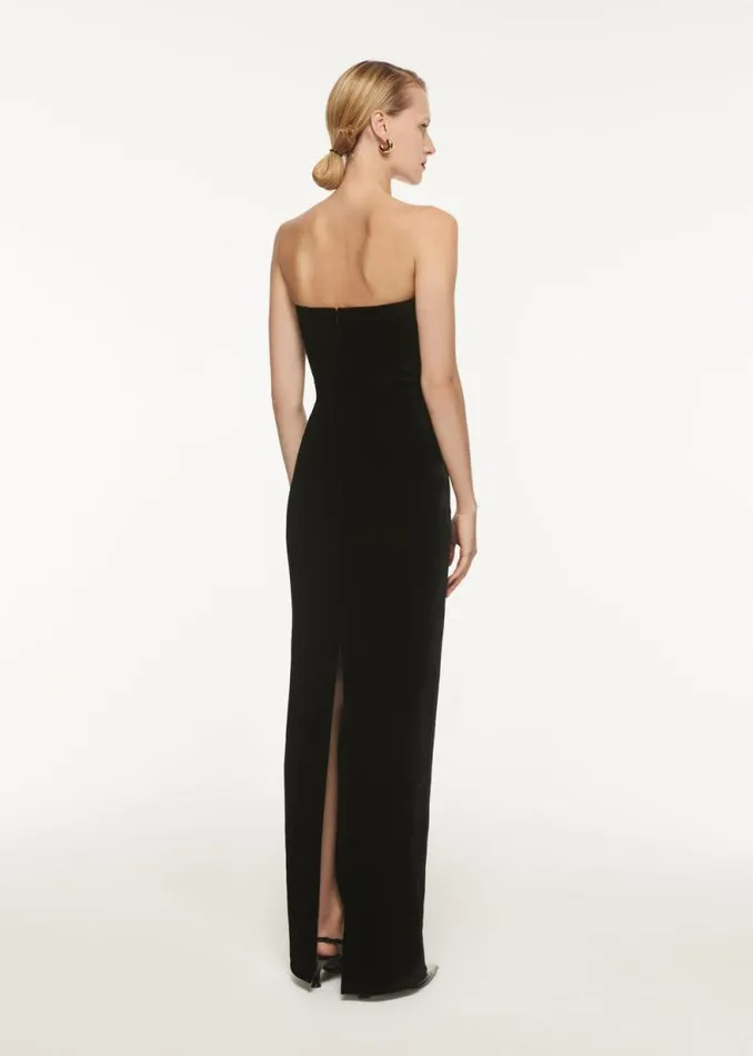 Women Dresses Roland Mouret Strapless Velvet Peplum Gown