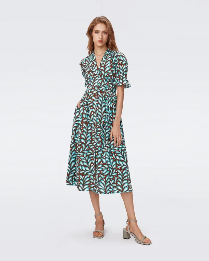 Women Erica Cotton Midi Dress Seaweed DVF Dresses