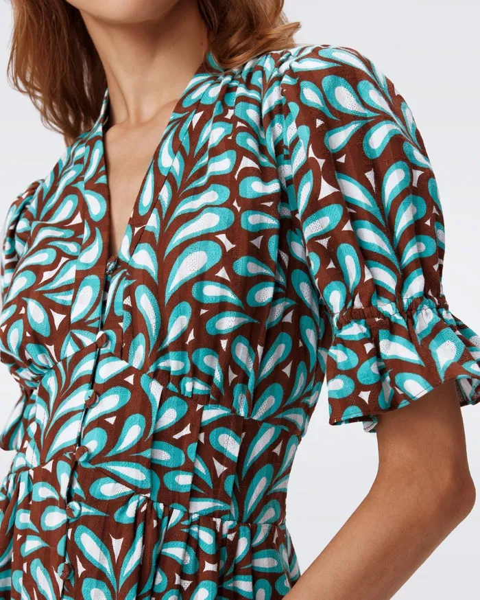 Women Erica Cotton Midi Dress Seaweed DVF Dresses
