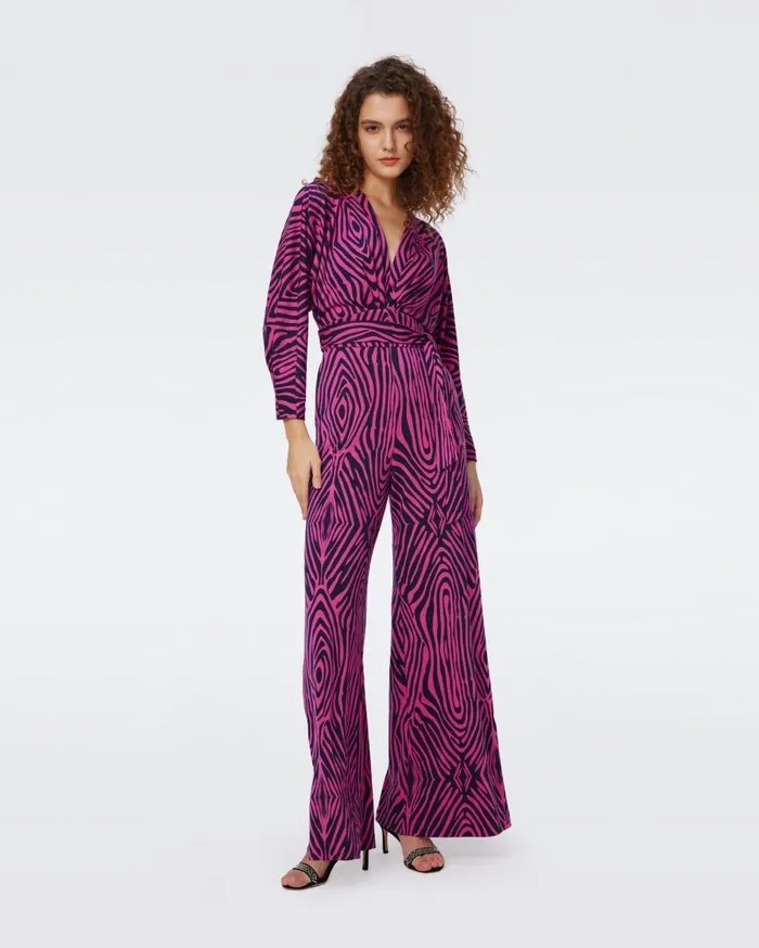 Women Fanny Jumpsuit Zebra Indian Pink DVF Jumpsuits and Rompers