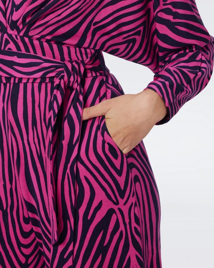 Women Fanny Jumpsuit Zebra Indian Pink DVF Jumpsuits and Rompers