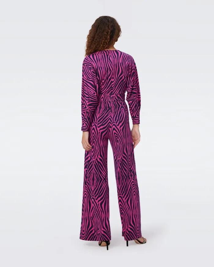 Women Fanny Jumpsuit Zebra Indian Pink DVF Jumpsuits and Rompers
