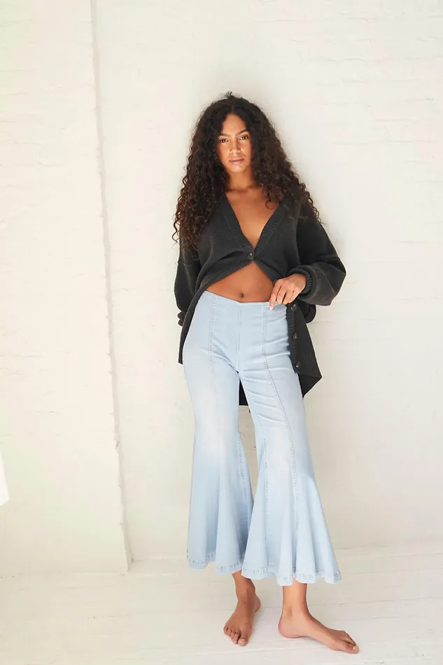 Women Flare Jeans Free People Cha Cha Flare Jeans Sky Blue