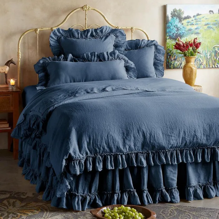 Women Gossamer Linen Ruffle Duvet Cover Cloud Sundance Catalog Bedding and Bath