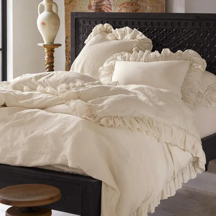 Women Gossamer Linen Ruffle Duvet Cover Cloud Sundance Catalog Bedding and Bath Women Gossamer Linen Ruffle Duvet Cover Cloud Sundance Catalog Bedding and Bath