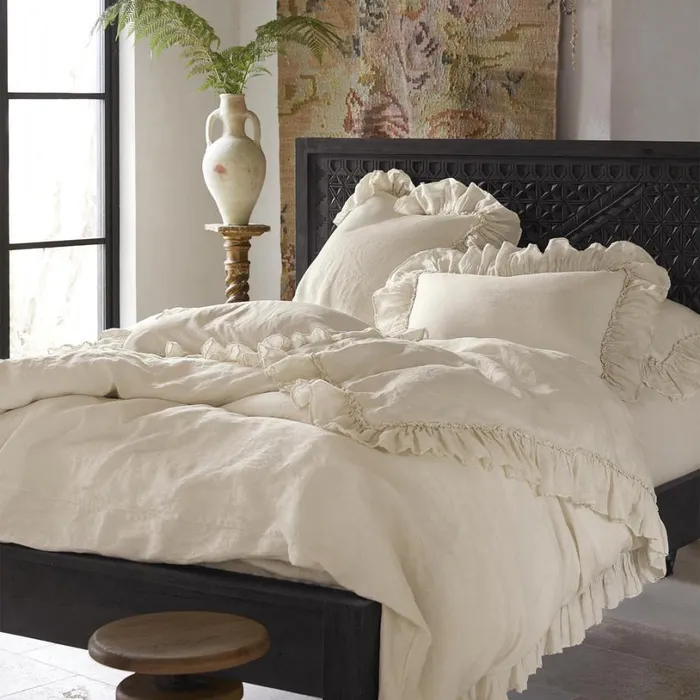 Women Gossamer Linen Ruffle Duvet Cover Cloud Sundance Catalog Bedding and Bath Women Gossamer Linen Ruffle Duvet Cover Cloud Sundance Catalog Bedding and Bath