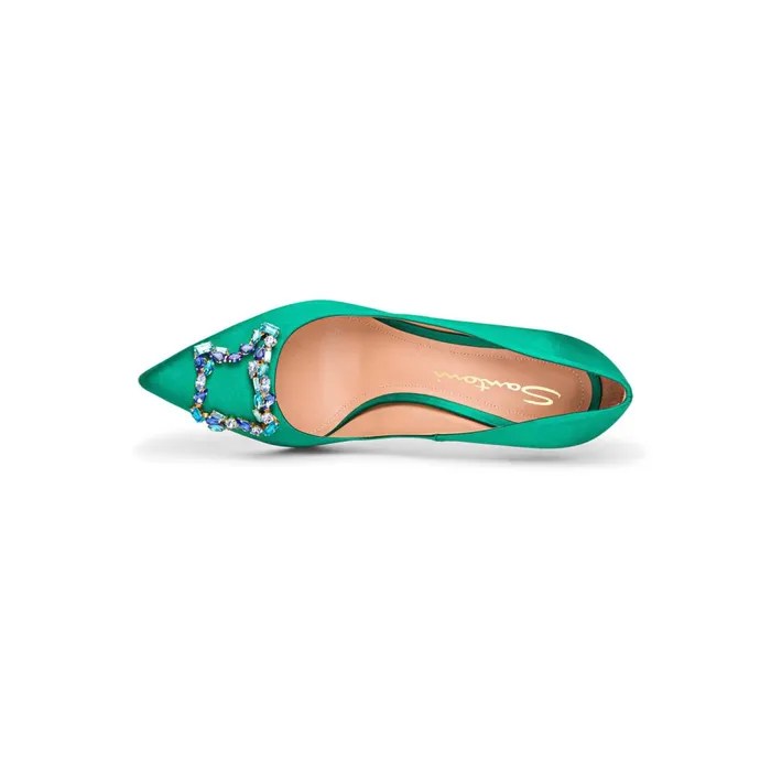 Women Green Satin HighHeel Sibille Pump Santoni Pumps and Heels