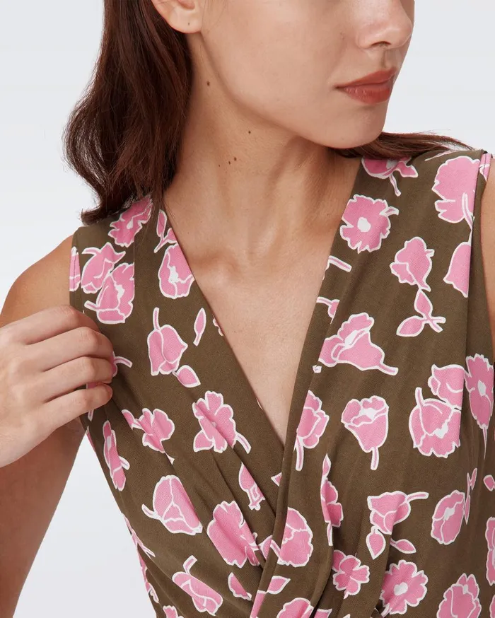 Women Hallie Dress Huge Rose Showers Khaki DVF Dresses