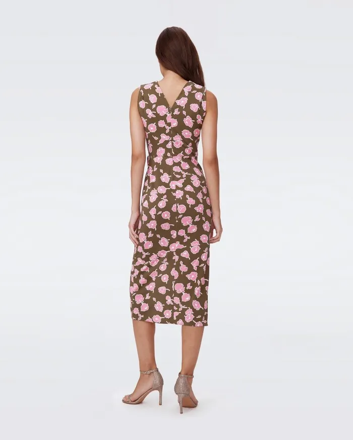 Women Hallie Dress Huge Rose Showers Khaki DVF Dresses