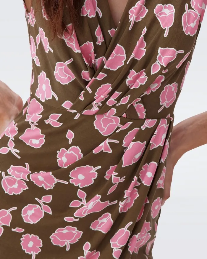 Women Hallie Dress Huge Rose Showers Khaki DVF Dresses