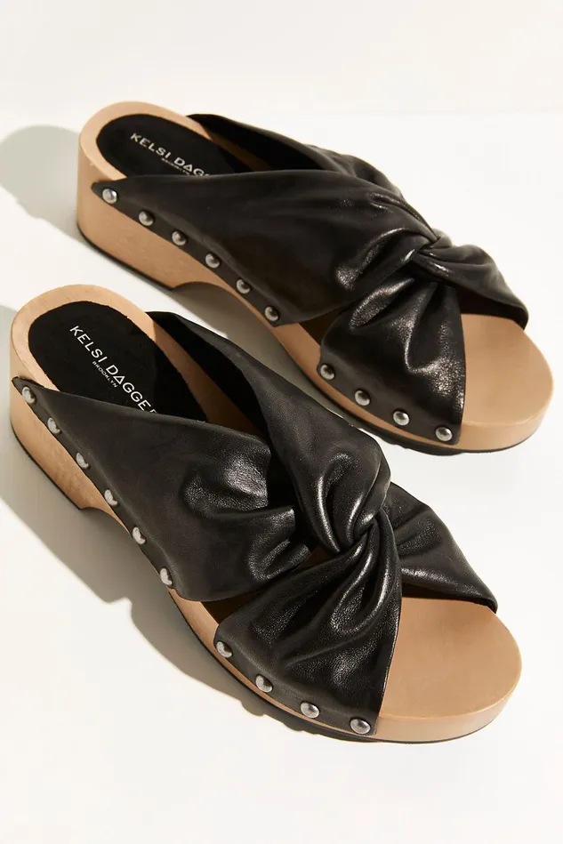 Women Heels Wedges Free People Lyric Studded Clogs Black
