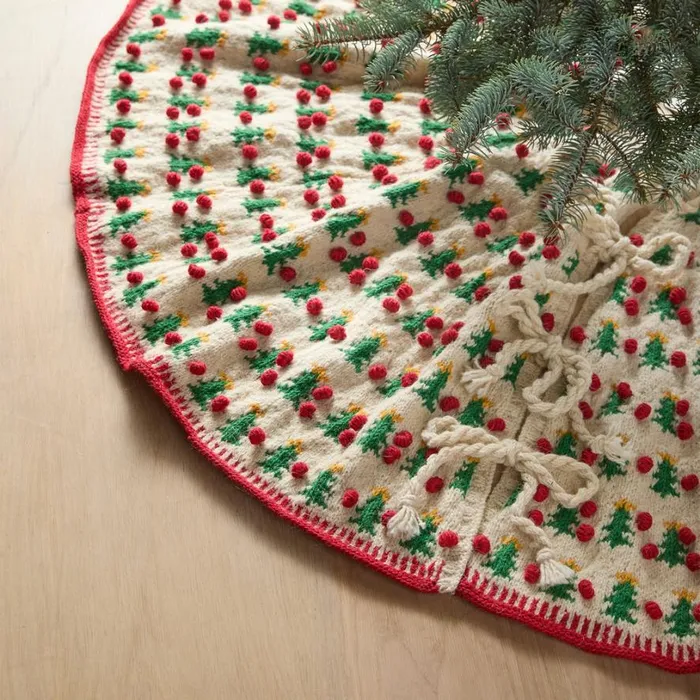 Women Heirloom Pompom Trees Tree Skirt Sundance Catalog Seasonal