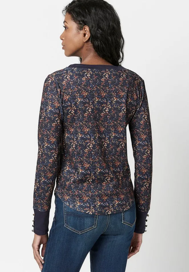 Women Henley Nadine Floral Top Midnight Floral Buffalo David Bitton Tops and Tees