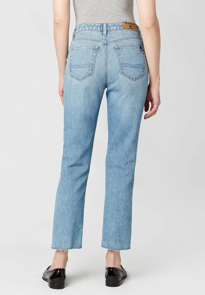 Women High Rise Straight Jayden Vintage Wash Jeans Indigo Buffalo David Bitton Straight Leg