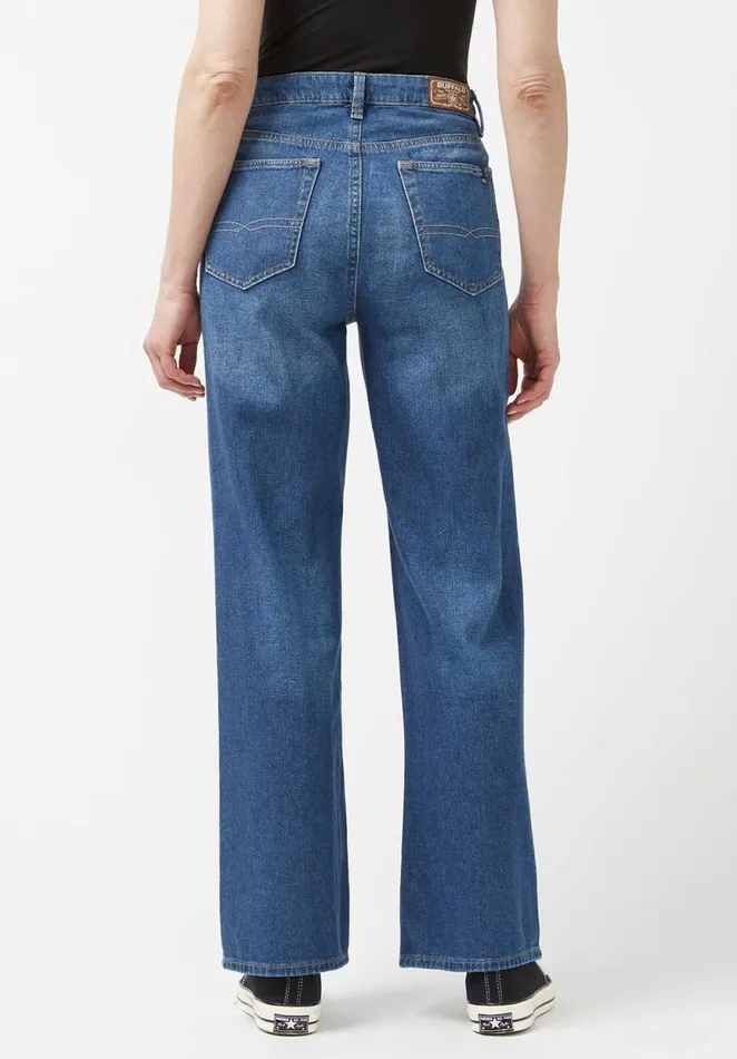Women High Rise Wide Leg Addie Antique Jeans Indigo Buffalo David Bitton Wide and Balloon Leg