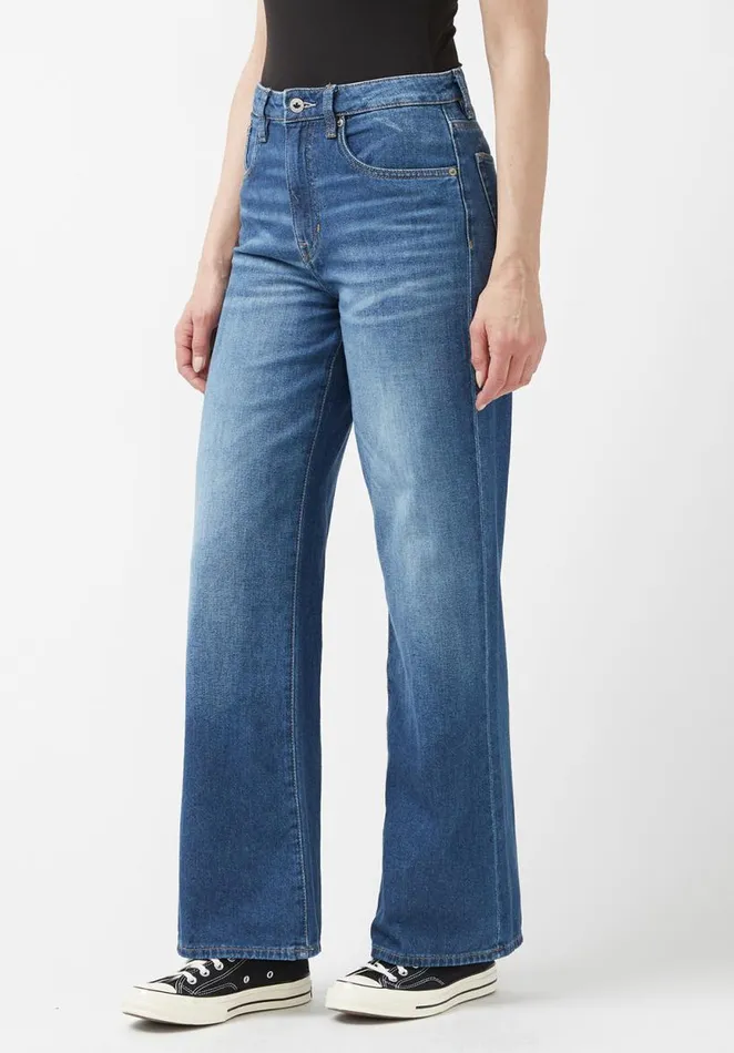 Women High Rise Wide Leg Addie Antique Jeans Indigo Buffalo David Bitton Wide and Balloon Leg