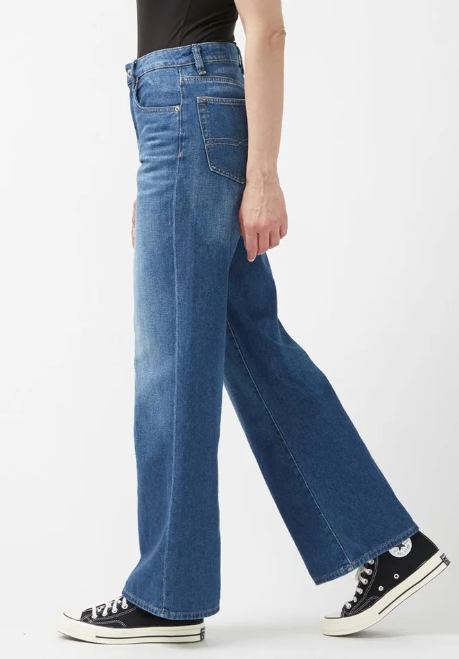 Women High Rise Wide Leg Addie Antique Jeans Indigo Buffalo David Bitton Wide and Balloon Leg