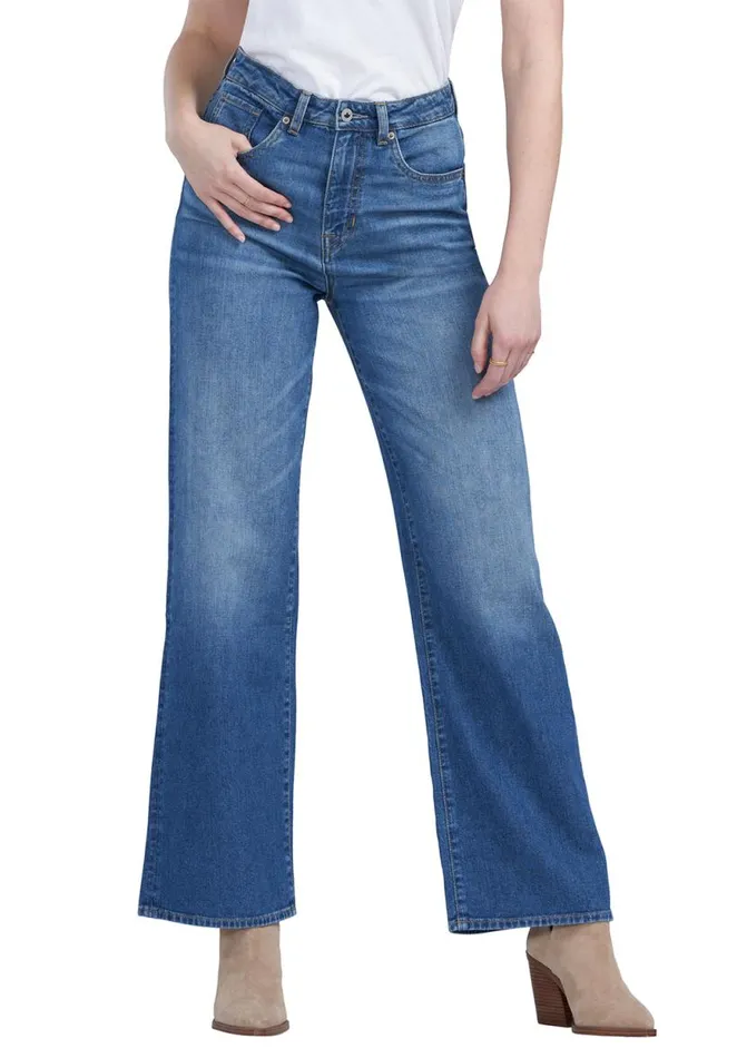 Women High Rise Wide Leg Addie Antique Jeans Indigo Buffalo David Bitton Wide and Balloon Leg