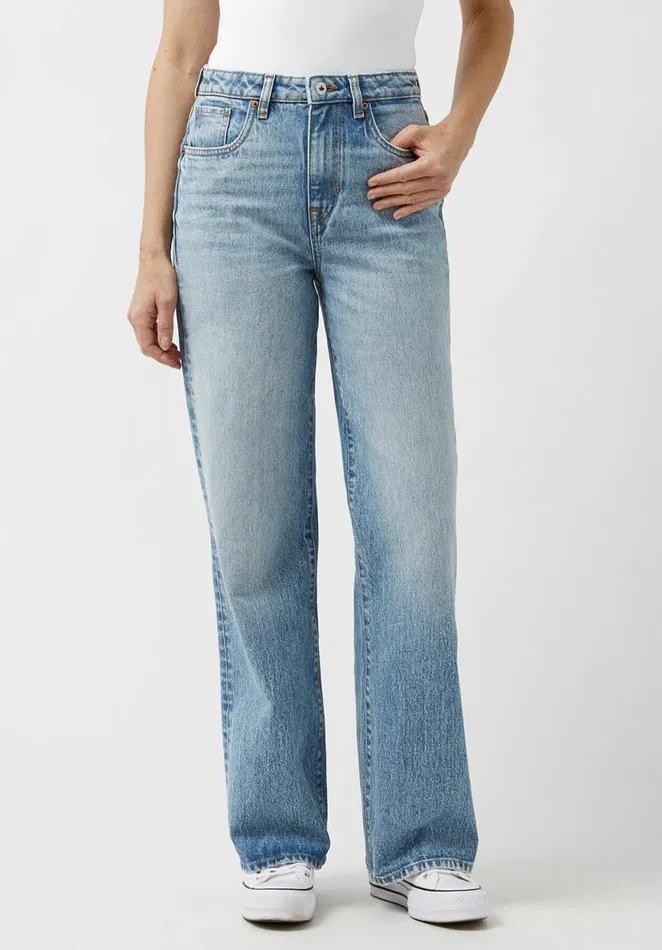 Women High Rise Wide Leg Addie Vintage Feel Jeans Indigo Buffalo David Bitton Wide and Balloon Leg Women High Rise Wide Leg Addie Vintage Feel Jeans Indigo Buffalo David Bitton Wide and Balloon Leg