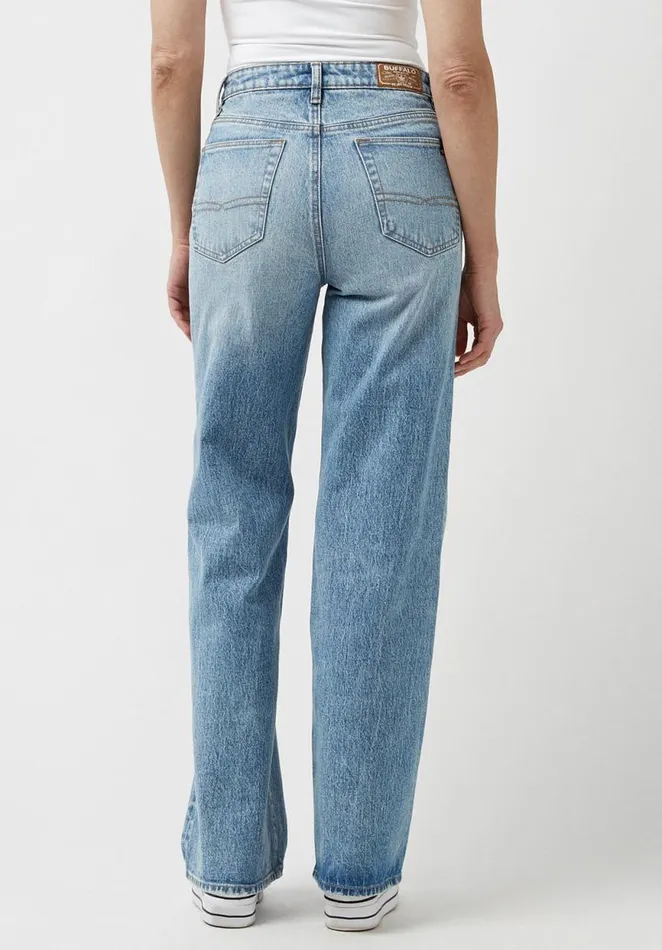 Women High Rise Wide Leg Addie Vintage Feel Jeans Indigo Buffalo David Bitton Wide and Balloon Leg