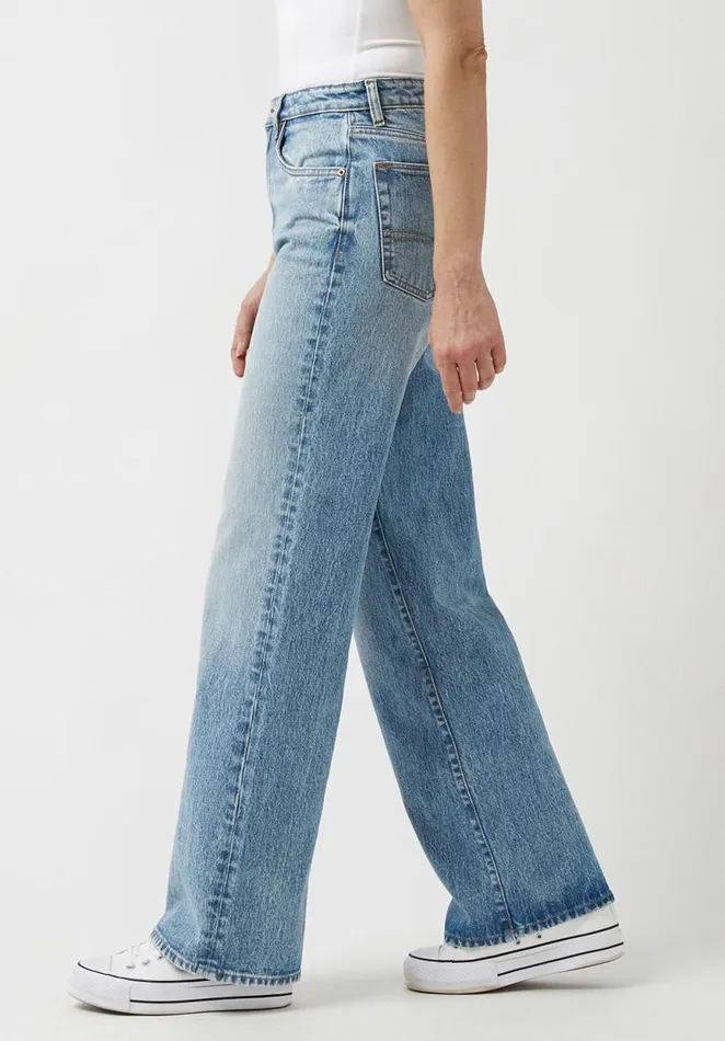 Women High Rise Wide Leg Addie Vintage Feel Jeans Indigo Buffalo David Bitton Wide and Balloon Leg