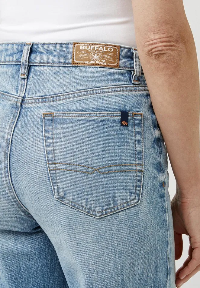 Women High Rise Wide Leg Addie Vintage Feel Jeans Indigo Buffalo David Bitton Wide and Balloon Leg