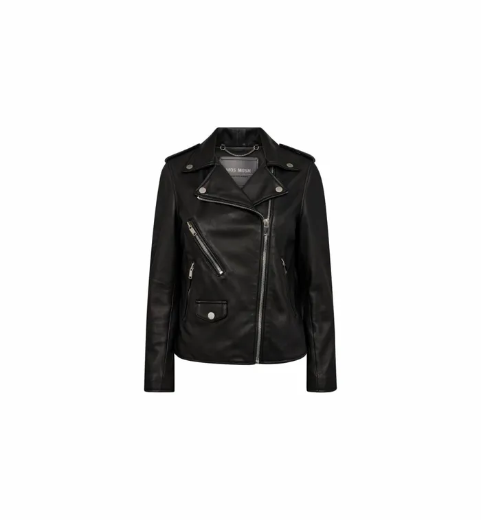 Women Jackets and Coats MOS MOSH MMFrances Biker Leather Jacket Black