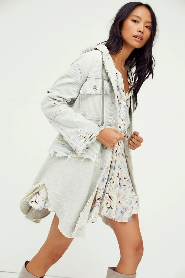 Women Jackets Free People Okinawa Denim Duster Double Down Wash
