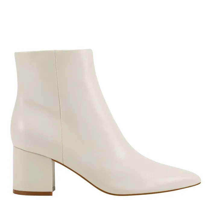 Women Jarli Pointy Ankle Bootie Ivory Leather Marc Fisher Casual Boots